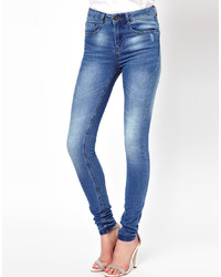 Asos Ridley High Waist Ultra Skinny Jeans In Light Stonewash