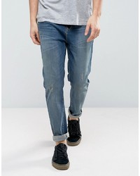 ASOS DESIGN Asos Tapered Jeans In Mid Wash Blue