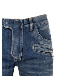 Balmain 18cm Washed Cotton Denim Biker Jeans