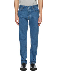 AMI Alexandre Mattiussi Blue Cotton Mid Washed Jeans