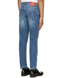 Alexander McQueen Blue Denim Frayed Jeans