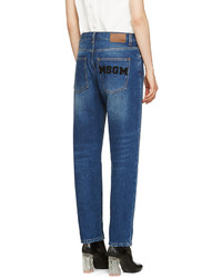 MSGM Blue Fur Appliqu Jeans