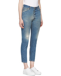 RE/DONE Blue High Rise Ankle Crop Jeans