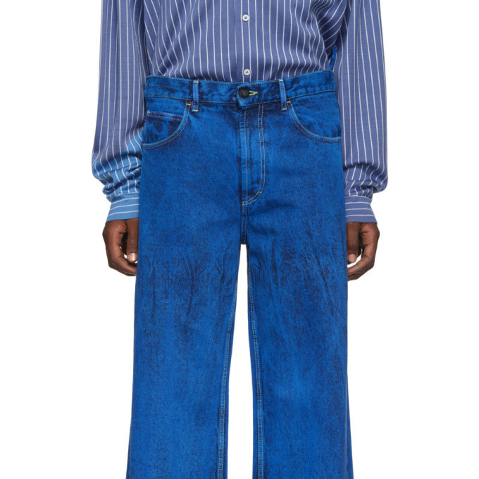 Marni Blue Overdyed Bleached Jeans, $530 | SSENSE | Lookastic