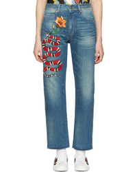 Gucci Blue Snake Flower Jeans