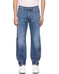 Alexander McQueen Blue Washed Zip Jeans