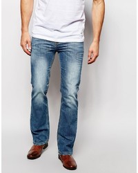 Asos Brand Bootcut Jeans In Mid Blue