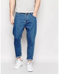 Asos Brand Bow Leg Jeans In Light Blue In Drapey Fabric