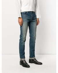 Saint Laurent Busted Knee Slim Fit Jeans