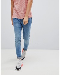 Pull&Bear Carrot Fit Jeans In Mid Blue