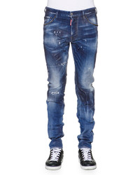DSQUARED2 Cool Guy Paint Splattered Denim Jeans Blue