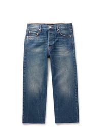 Balenciaga Cropped Distressed Denim Jeans