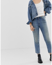 Cheap Monday Cropped Mom Jeans In Rigid Denim With Destroyed Pocket