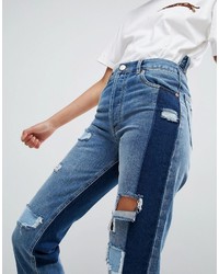 Asos Deconstructed Straight Leg Jeans With Rips And Extreme Stepped Hem