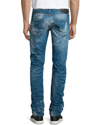 PRPS Demon Paint Splatter Faded Denim Jeans Medium Blue
