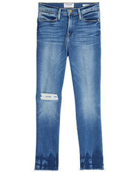 Frame Denim Le High Straight Raw Edge Cropped Jeans