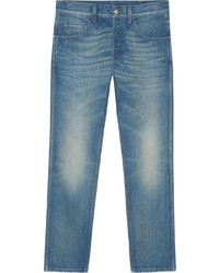 Gucci Denim Tapered Pant With Tiger