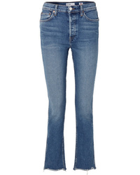 RE/DONE Double Needle Long Frayed High Rise Slim Leg Jeans
