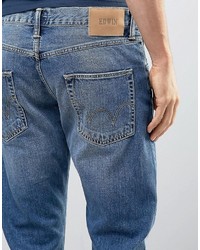 Edwin Ed 55 Tapered Jeans With Distressing