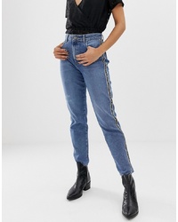 Pieces Ella Tape Side Mom Jeans