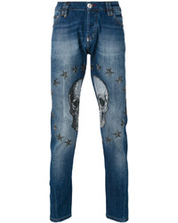 Philipp Plein Embellished Skull Tapered Jeans