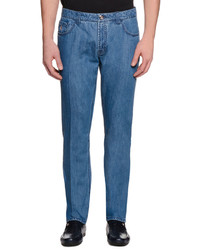 Stefano Ricci Five Pocket Slim Fit Denim Jeans Light Blue