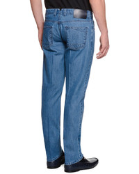 Stefano Ricci Five Pocket Slim Fit Denim Jeans Light Blue