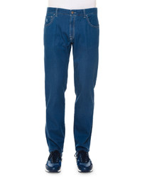 Stefano Ricci Five Pocket Straight Leg Denim Jeans Blue