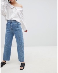 ASOS DESIGN Florence Authentic Engineered Straight Leg Jeans In Mid Vintage Wash Blue