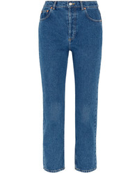 Balenciaga Genuine Cropped High Rise Straight Leg Jeans Mid Denim