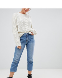 New Look Petite Harlow Straight Leg Jeans In Blue