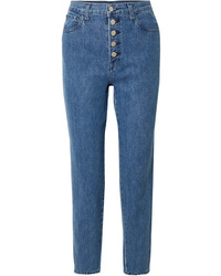 J Brand Heather Cropped High Rise Straight Leg Jeans