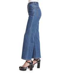 Marc Jacobs High Rise Wide Leg Cropped Jeans Bright Blue