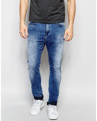 Replay Hyperfree Ma947 Slim Tapered Low Crotch Jeans Superstretch In Acid Blue