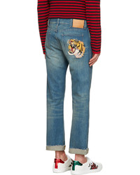 Gucci Indigo Tiger Cropped Jeans