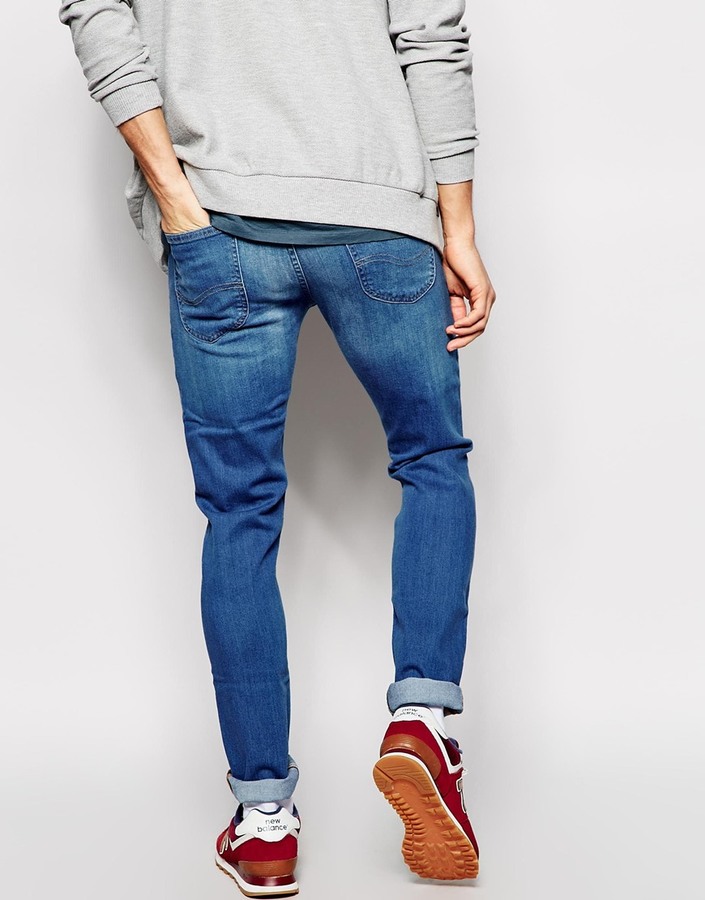 Lee Jeans Luke Skinny Blue Stream, $153 | Asos | Lookastic.com