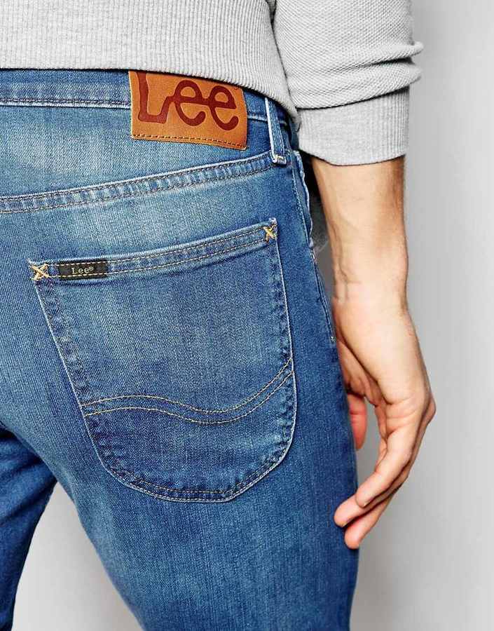 Lee Jeans Luke Skinny Blue Stream, $153 | Asos | Lookastic.com
