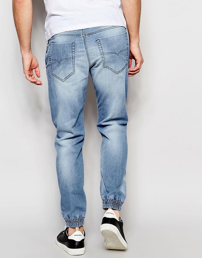 Onbeleefd Voetganger mode Diesel Jog Jeans Duff 873e Cuffed Tapered Fit Stretch Light Wash, $220 |  Asos | Lookastic