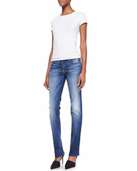 7 For All Mankind Kimmie Super Grinded Blue Straight Leg Faded Jeans