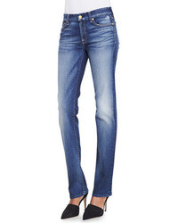 7 For All Mankind Kimmie Super Grinded Blue Straight Leg Faded Jeans
