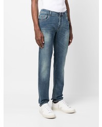 Hand Picked Logo Patch Straight Leg Jeans