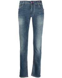 Hand Picked Logo Patch Straight Leg Jeans