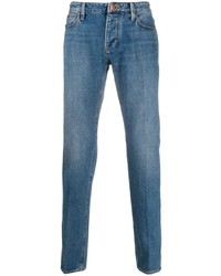 Emporio Armani Logo Plaque Mid Rise Straight Leg Jeans