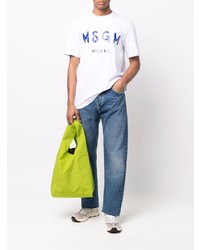 MSGM Logo Print Straight Leg Jeans