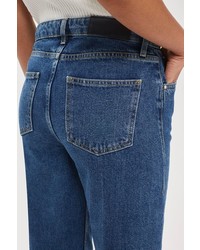 Boutique Mid Wash Wide Leg Crop Jeans