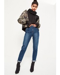 Missguided Blue High Rise Mom Jeans