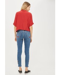 Topshop Moto Embroidered Jamie Jeans