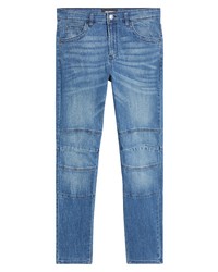 KARL LAGERFELD PARIS Moto Skinny Jeans In Dark Blue At Nordstrom