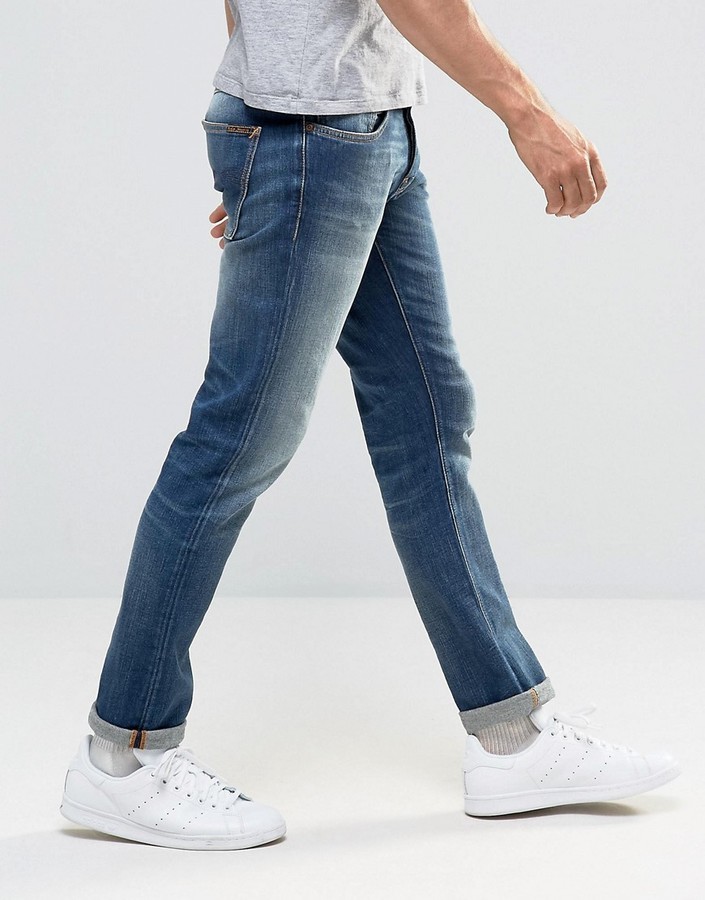 Nudie Jeans Nudie Grimtim Slim Jeans Dark Crispy Worn, $181 | Asos