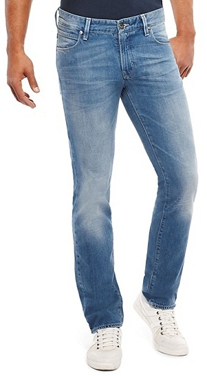 Hugo Orange Slim Fit 12 Oz Cotton Jeans Medium Blue, $165 | Hugo Boss Lookastic
